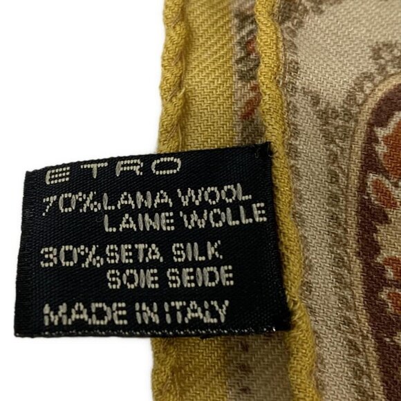 Auth ETRO - Dark yellow Dark Brown Multi Wool Silk Scarf - Picture 2 of 3